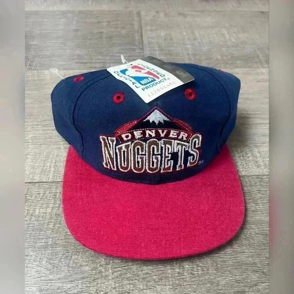 Vintage Denver Nuggets Snapback Hat Logo NBA Adjustable Red Blue DEADSTOCK NWT - Picture 1 of 4